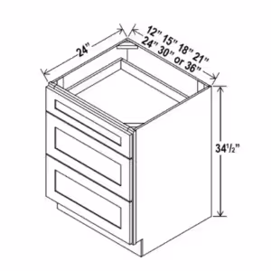 (3) Drawer Base Cabinet - Shaker White